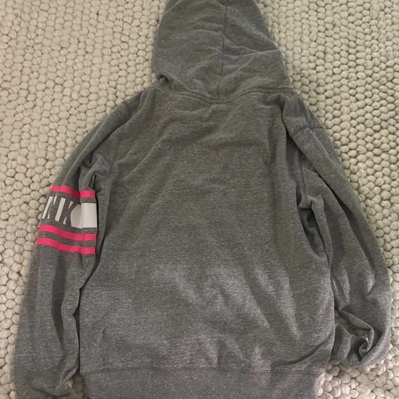 PINK Victoria's Secret Gray and Pink Sweater with Hood - Picture 3 of 3